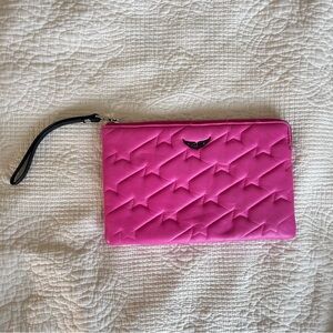Zadig & Voltaire Pink Quilted Wristlet Clutch